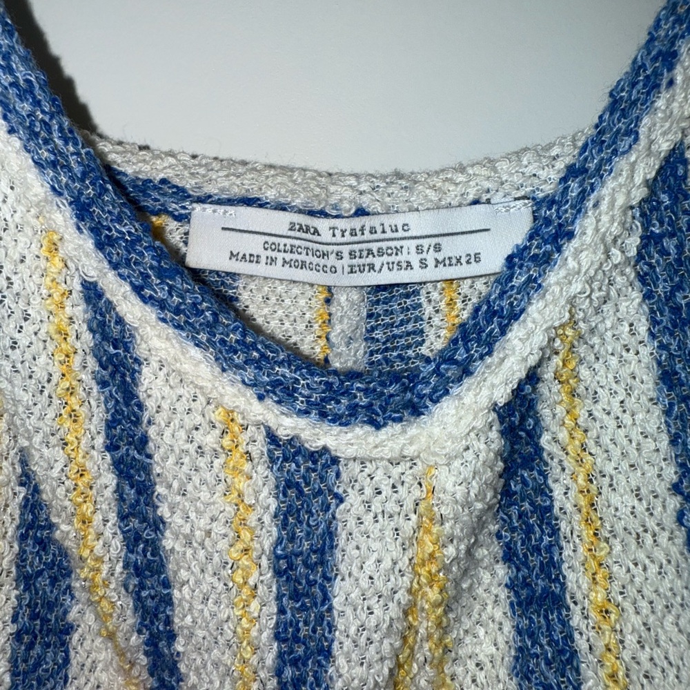 ZARA Striped Blue, Yellow & White Romper - Picture 3 of 3